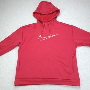 Nike Hoodie Sweatshirt Men's Medium Burgundy Cowl Neck Polyester Nylon‎ Pockets